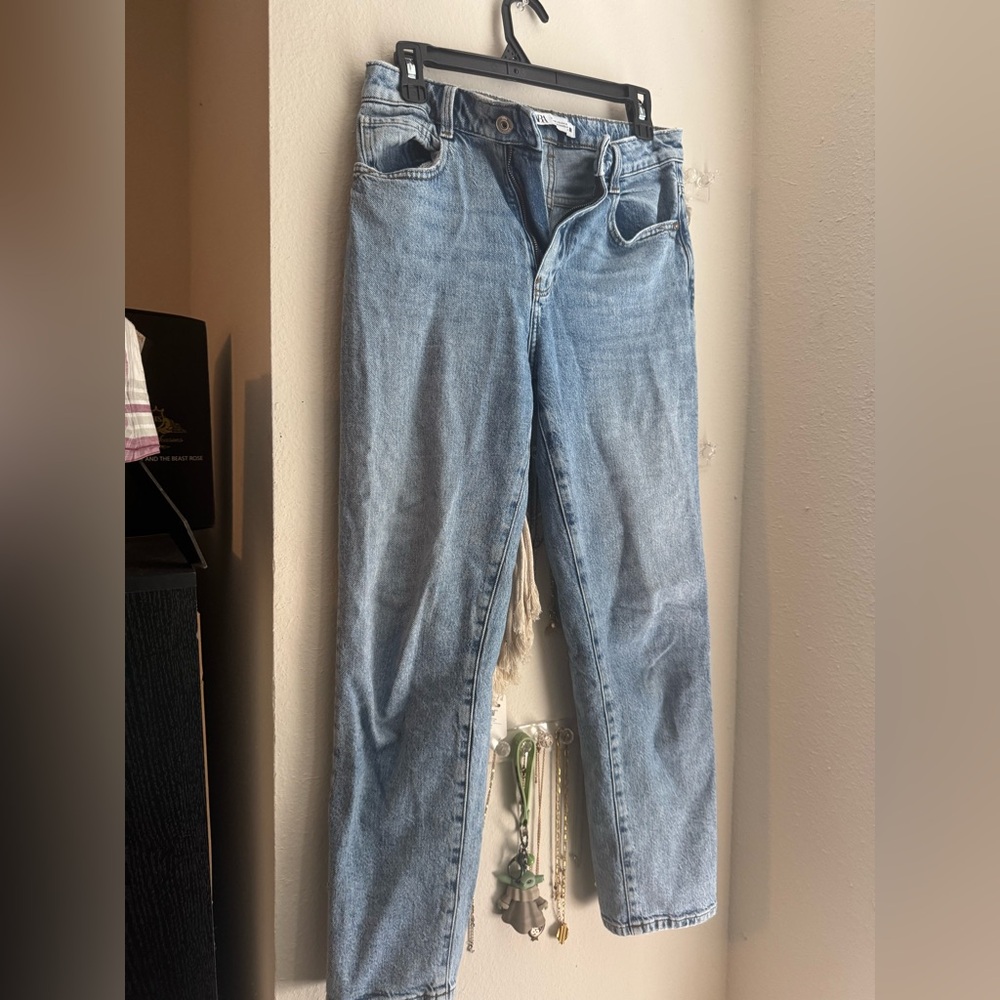 Zara Light Blue Straight Leg Jeans